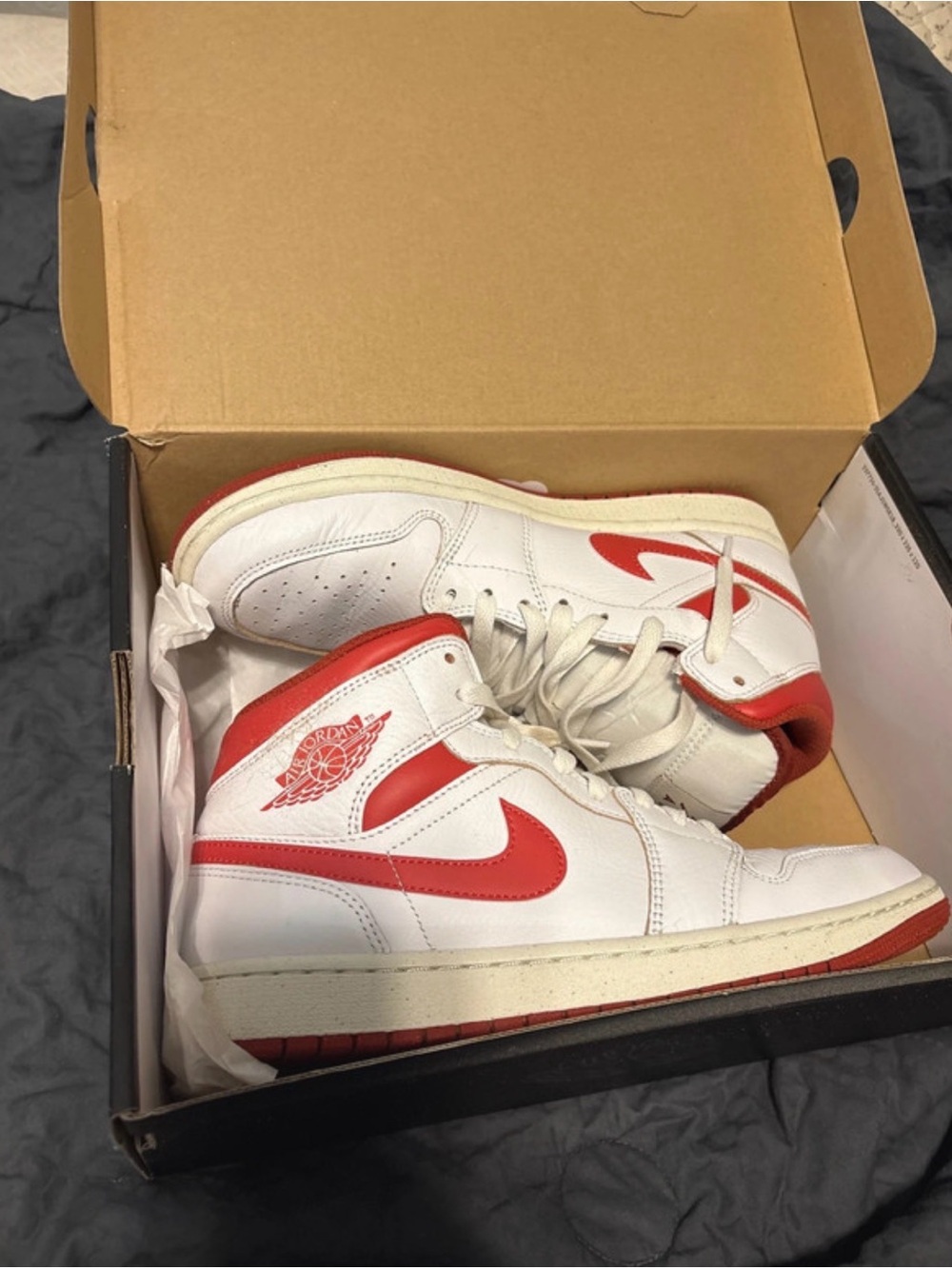 Jordan Retro High-Top Sneakers in White and Red